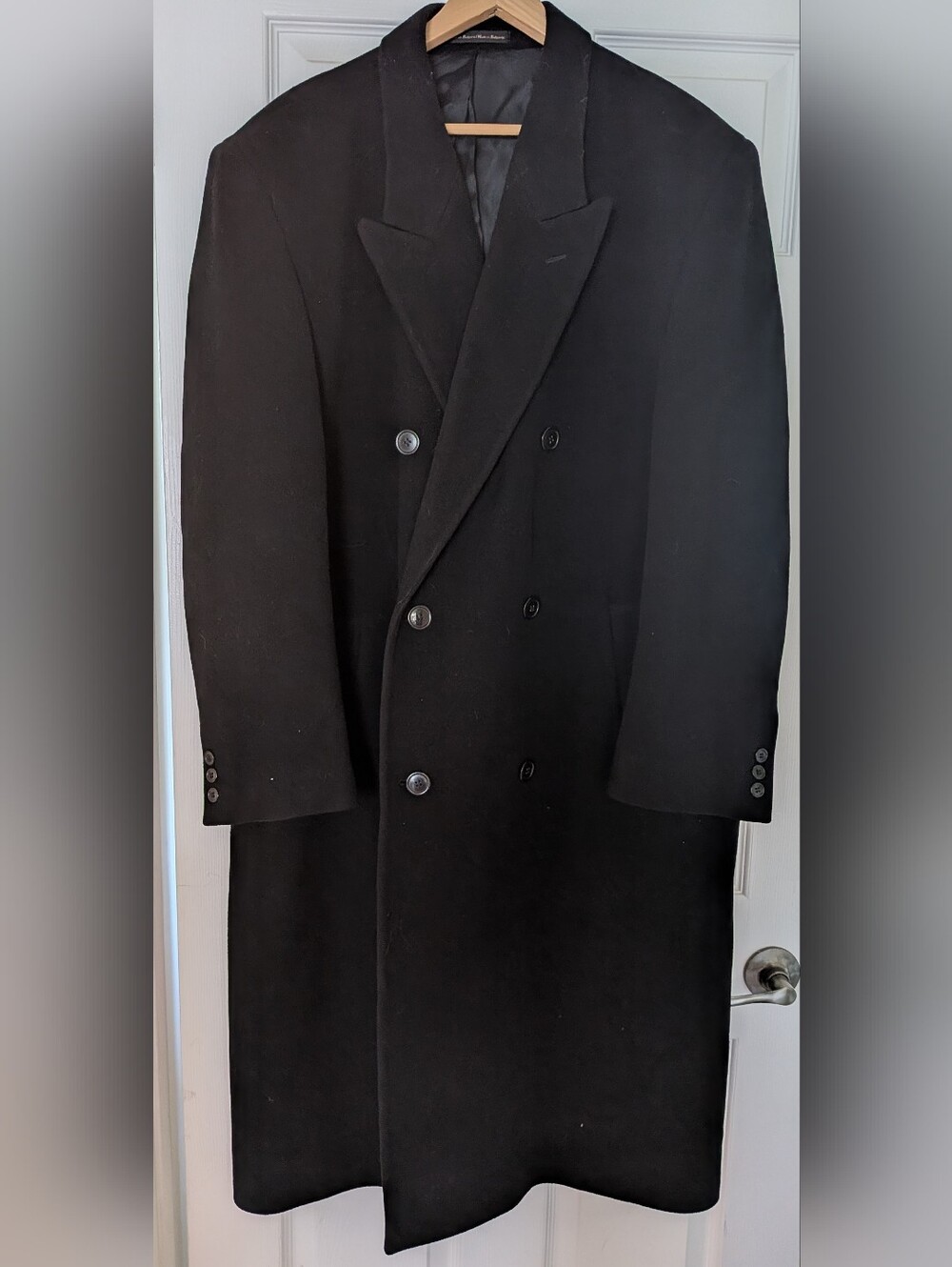 Men's Black Double-Breasted Pea Coat - Timeless Wool Blend